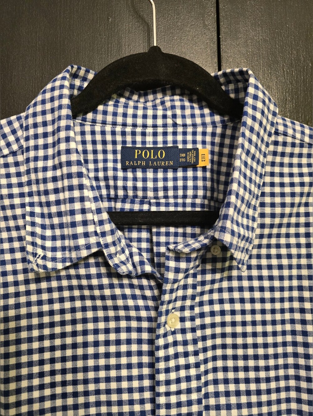 Ralph Lauren Blue & White Gingham Button-Down Shirt Size 3XB